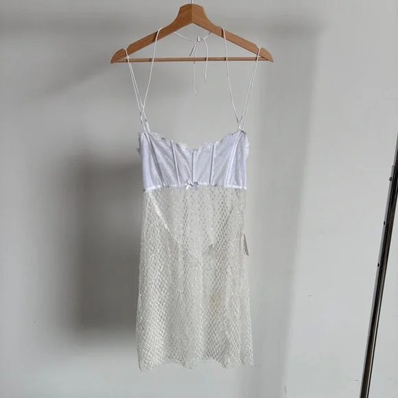 $169 NWT White For Love And Lemons Ellery Glitter Slip Dress Sz X-Large -  greenwatershopping.com